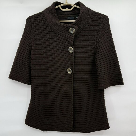 Tribal Brown Cardigan Sweater Jacket Swing 3/4 Sleeve 3 Button Large Cabincore - Picture 1 of 6
